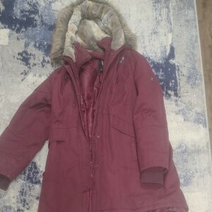 1 Madison Maroon Jacket with Faux Fur Lining